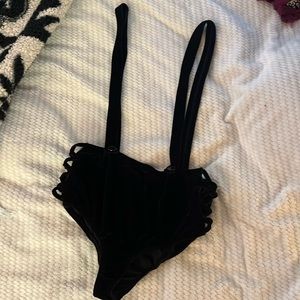 Black rave bottoms suspenders